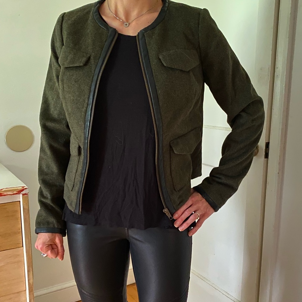 The Limited Wool Blend  Olive Blazer